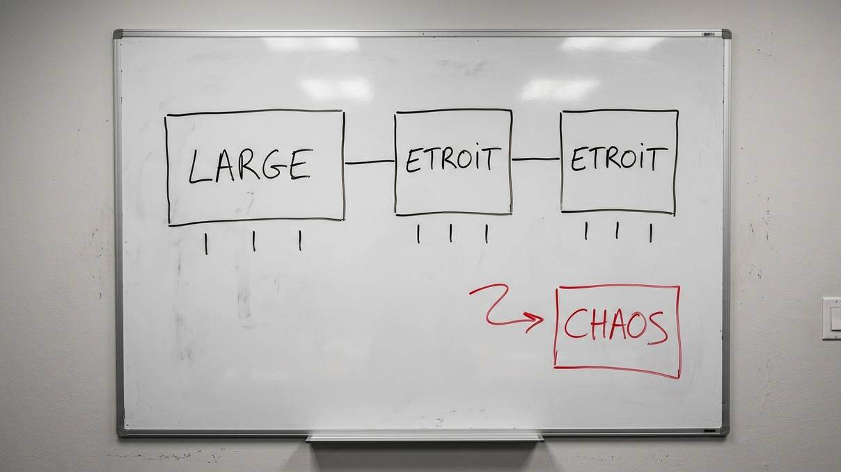 Schéma dessiné à la main : trois seaux de sujets, deux vidéos chacun, et une case chaos à part